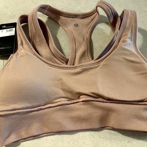 NWT 90 degree by reflex sports bra seamless rib sorelle bra Size large blush - Picture 8 of 8